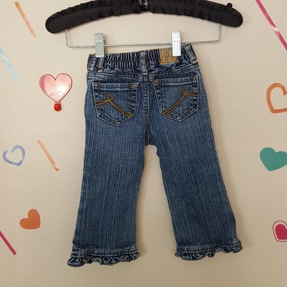 The Children's Place‎ Y2K Jeans Girl's Denim Ruffle Hem Blue